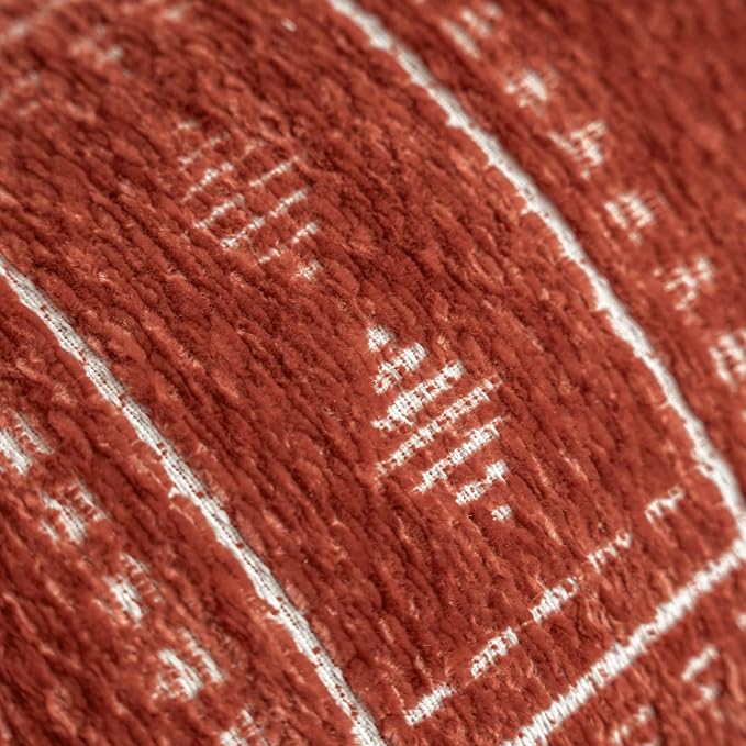 BlissBlush Decorative Lumbar Pillow Cover 14x36, Long Decorative Throw Pillow for Bed, Terracotta Rust Red Boho Textured Chenille Accent Pillowcase for Bedroom Home Décor (Cover Only)