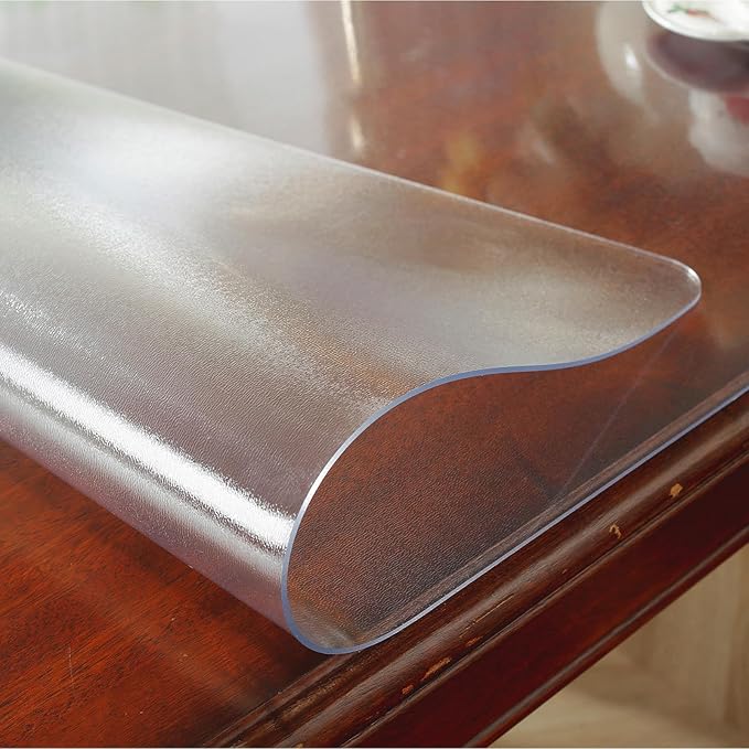 Frosted Clear Table Protector 40 x 90 Inch, 2mm Thick Plastic Table Cover, Waterproof PVC Clear Table Cover Protector, Desk Protector Mat, Writing Desk Pad for Desktop, Coffee & Dining Room Table