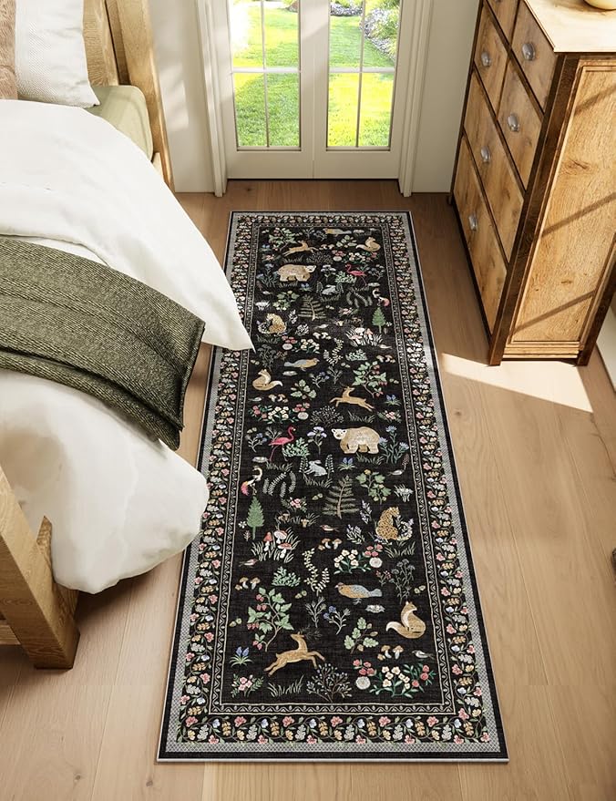 Machine Washable Kitchen Runner Rugs: 2'x6' Entryway Rug Non Slip Low Pile Stain Resistant Soft Carpet Runners for Hallways Indoor Kitchen Living Room Bedroom Farmhouse