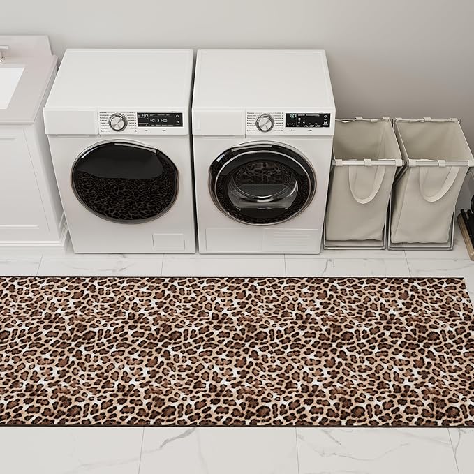 Ottomanson Aisle Runner Rug 1'10.5" x 36' – Soft Non-Slip Rug, Low Pile Carpet for Hallways, Events, Churches & Extra-Long Indoor Spaces, Leopard Print Brown