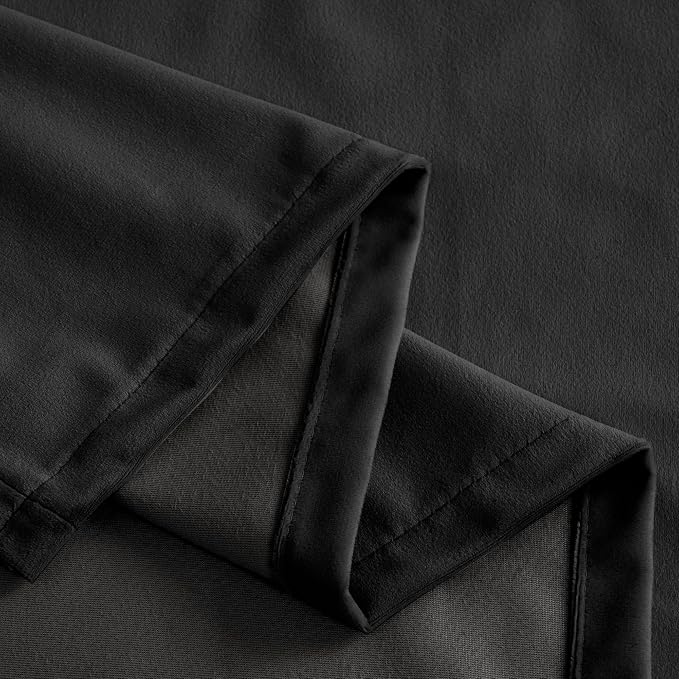 YoungsTex 80 Inches Long Black Curtains 2 Panels, Velvet Blackout Drapes Room Darkening with Grommet Privacy for Living Room Bedroom Window, 52 X 80 Inch