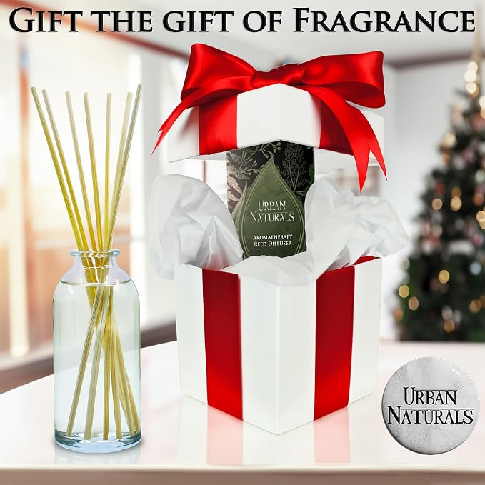 Urban Naturals Reed Diffuser Set, Spiced Chestnut - Bathroom Shelf Décor | Comforting Autumn Scent of Chestnuts, Cinnamon, Clove and Cedar wood with REAL Acorns and Fall Leaves