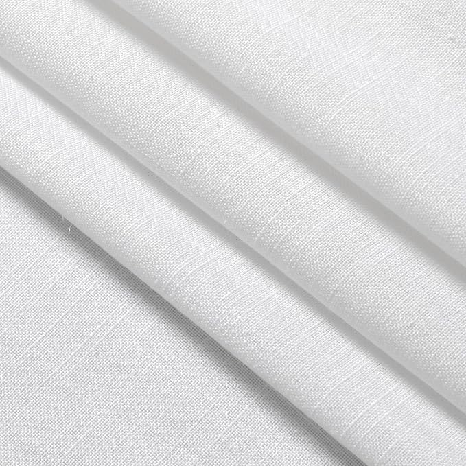 Nanspring White Small Linen Textured Curtains 24 Inch Length Light Filtering Semi Sheer Short Curtains Back Tab Rod Pocket Boho Kitchen Tier Window Curtain for Bathroom Basement Camper 26x24 Inches