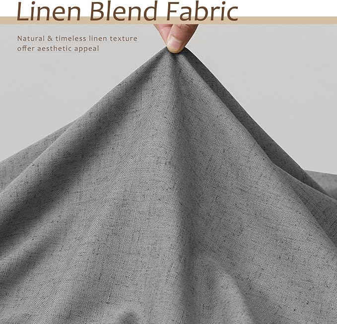 Aersas 102 Dark Grey Linen Sheer Curtains for Living Room 2 Pages Modern Neutral Light Filtering Privacy Drapes Flax Fabric Back Tab and Rod Pocket Curtain 52 Inch Width x 102 Inch Length