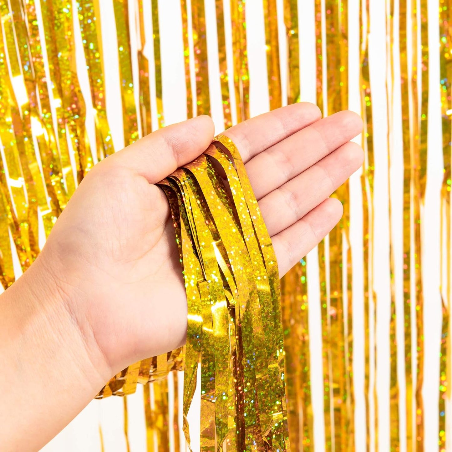 Gold Fringe Curtain Tinsel Backdrop - GREATRIL Foil Fringe Curtain Party Streamers for Prom 2026 NYE New Years Eve Birthdays Christmas Theme Party Decorations Pack of 2