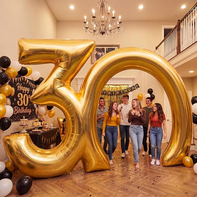 Seenelling 17 ft Golden 30th Anniversary Giant Inflatable Archway Decoration Built-in LED Lights for Birthday Wedding Anniversary Corporate Celebration Party Entrance Outdoor Supplies