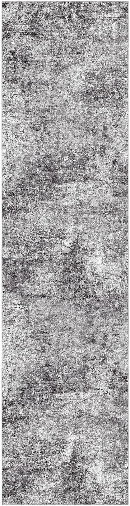 DMOYEST Washable Runner Rug for Hallway: 2.6x10 Neutral Modern Abstract Low Pile Area Rug with Non-Slip Backing - Carpet for Bedroom Kitchen Laundry Entryway Bathroom Indoor - Grey