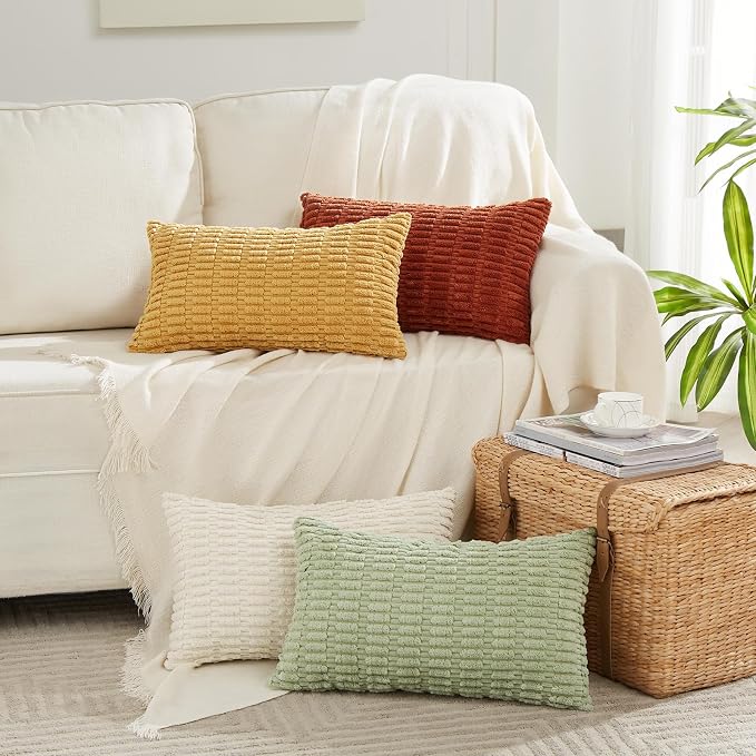 Fancy Homi 4 Packs Decorative Throw Pillow Covers for Living Room Couch Bed, Modern Farmhouse Boho Home Décor Accent Cushion Case, 24" x 14", Fall