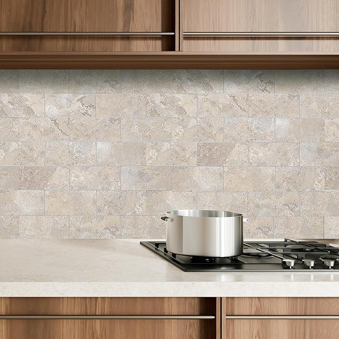 2026 New Upgrade Peel and Stick Backsplash Tile, Peel and Stick 11.34" X 11.57" Wall Tile for Kitchen, Bathroom, Fireplace, Laundry (Beige Stone Rocks, 20 Packs)