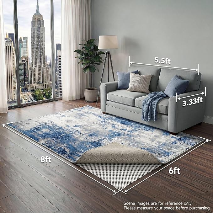 Veken 6x8 Ft Rug Pad Gripper for Hardwood Floors, Non Slip Rug Pads for Area Rugs, Thick Rug Grippers for Tile Floors, Under Carpet Anti Skid Mat, More Than 99 Pcs Anti-Slip Solid Square Pattern