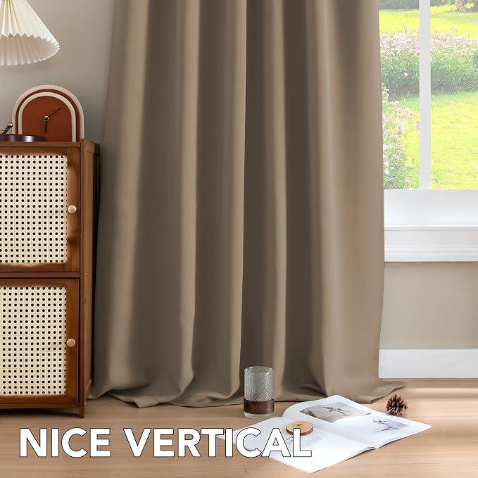 H.VERSAILTEX Blackout Curtains Thermal Insulated Window Treatment Panels Room Darkening Blackout Drapes for Living Room Back Tab/Rod Pocket Bedroom Draperies (2 Panels, Macchiato, 52 x 54 Inch)