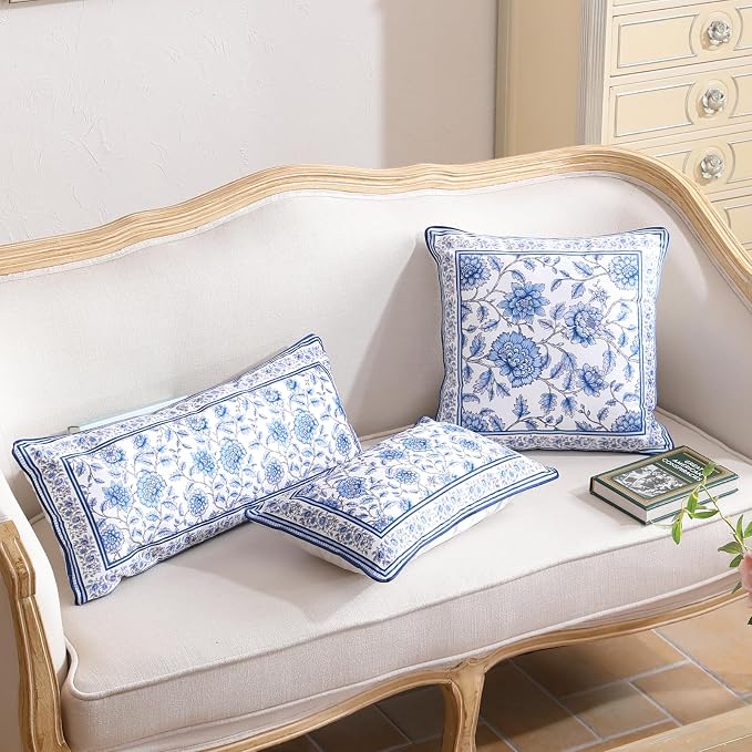 ISAENNE Designer Vintage Velvet Throw Pillow Cover,22"x22"-BlueWilow | Pillow Cover,Concealed Zipper Design,Dragonfly Pattern,Sofas,Bedroom,Living Room,Lounge Chairs,All Season Home Decor