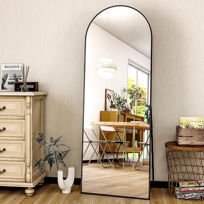 HARRITPURE 59"x16" Arched Full Length Mirror, Arch Floor Mirror with Aluminum Frame Standing Full Body Mirror for Home Bedroom Dressing Room, Black