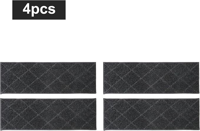 COSY HOMEER Edging Stair Treads Non-Slip Carpet Mat 28inX9in Indoor Stair Runners for Wooden Steps, Edging Stair Rugs for Kids and Dogs, 100% Polyester TPE Backing (4pc, Black)