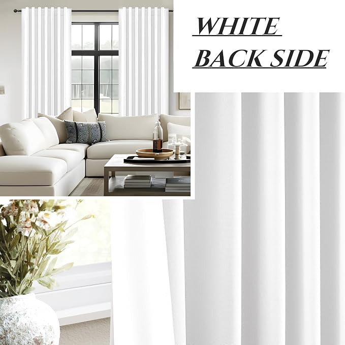 BrightWhite 120 Inch Curtains High Ceiling Tall Curtains for Living Room Long Large Window Drapes 120 Length/10 ft Heat Insulated Summer Luxury Bohemian Blackout Curtains Cottage (W50 xL120 2Panels)