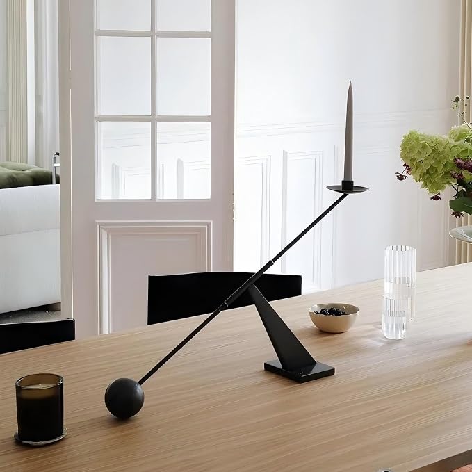 Black Metal Modern Candle Holder Candlestick Holders Decorative Candle Stand, Tapered Candle Holders Home Decoration 19 inch