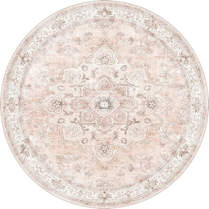 CAPALOCA Machine Washable Rugs Nursery Rug 4ft Cute Girl Non Slip Low Pile Water Repellent Soft Print Pattern for Bedroom Indoor Decor Kids Playroom Pink
