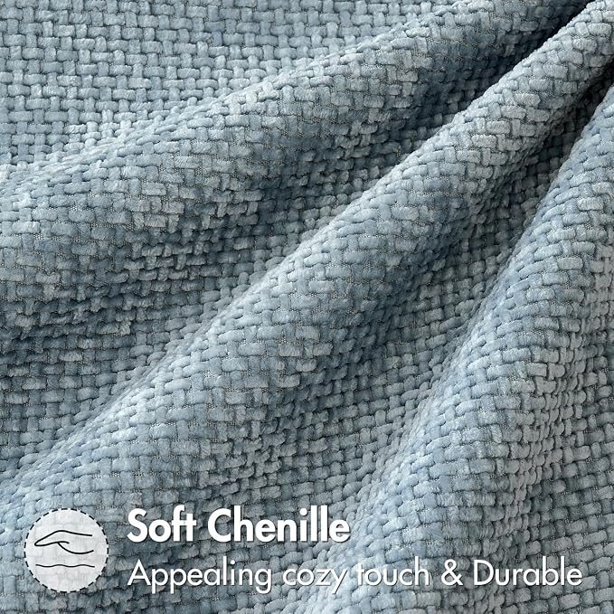 MIULEE Pack of 2 Coastal Blue Lumbar Throw Pillow Covers 20x12 Inch Summer Modern Boho Accent Decorative Pillow Covers Soft Chenille Farmhouse Cushion Covers for Home Couch Decor Bed Sofa Living Room