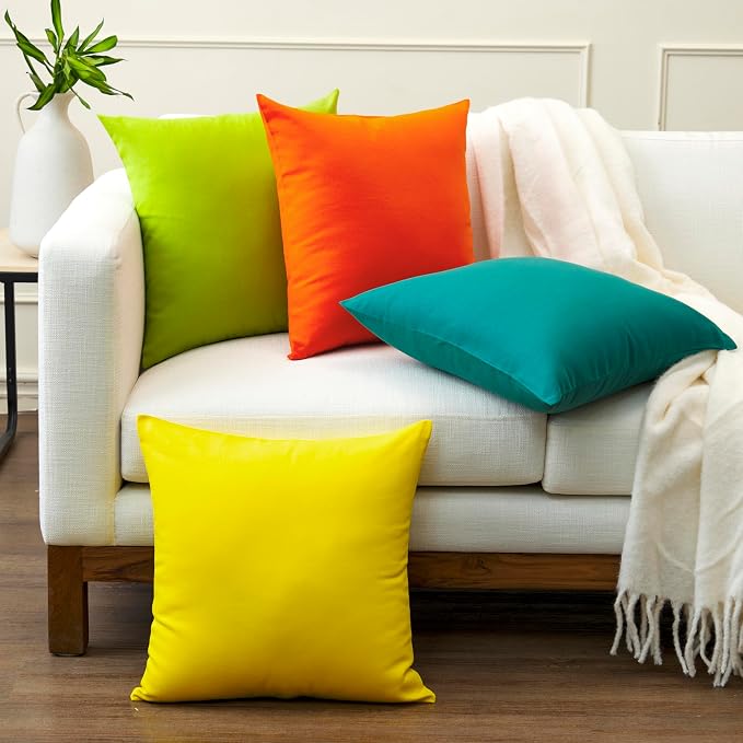 Encasa XO Throw Pillow Covers 16x16 in Set of 2 Orange | No Inserts | Cotton Pillow Covers for Living Room, Bed, Sofa, Couch | Decorative Cushion Covers with Improved Zipper