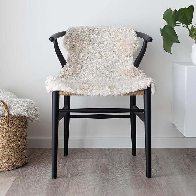 Nordic Sheep Real Sheepskin Rug Short Hair 2x3 ft | Bedside Rugs for bedrooms, Sofa, Chair or Dining Table | Each Sheepskin is Unique and Created by Nature | Small Fluffy Rug in Beige