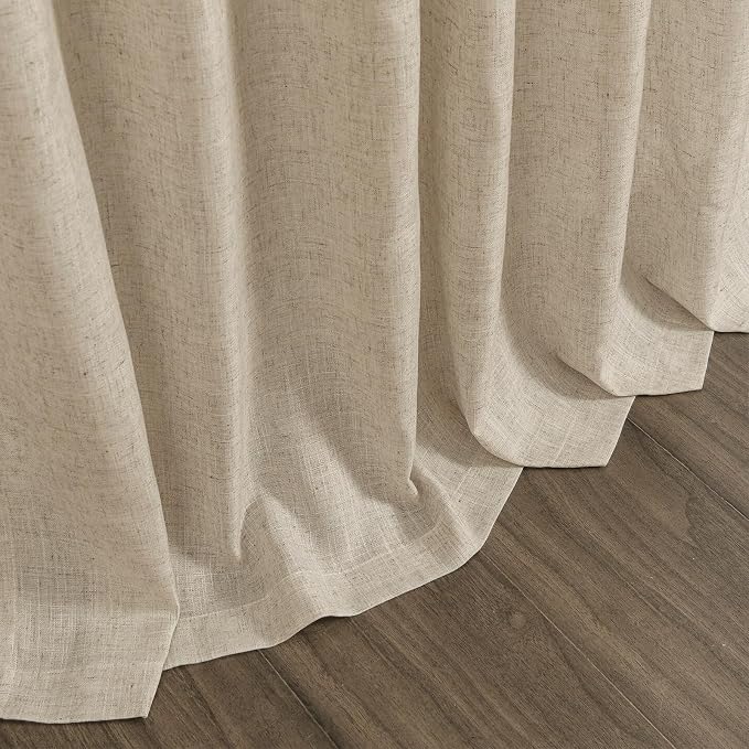 Taupe Burlywood Linen Curtains for Living Room 100 Inches Long Light Filtering Semi Sheer Curtain Back Tab Rustic Luxury Neutral Modern Farmhouse Decor Drapes for Bedroom Dinner Room 52x100, 2 Panels