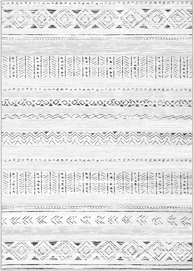 cotiled 7x9 Area Rugs Living Room Rug: Washable Boho Rugs with Non Slip Backing Large Soft Indoor Stain Resistant Carpet for Bedroom Farmhouse Dining Room Lightweight Home Decor Dark Grey