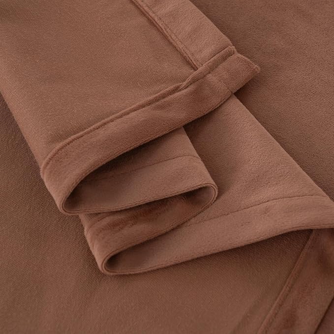 YoungsTex 72 Inch Length Mocha Brown Velvet Curtains for Living Room, Thermal Insulated Window Drapes with Grommet Room Darkeing Privacy for Bedroom, 2 Panels, 52 X 72 Inch