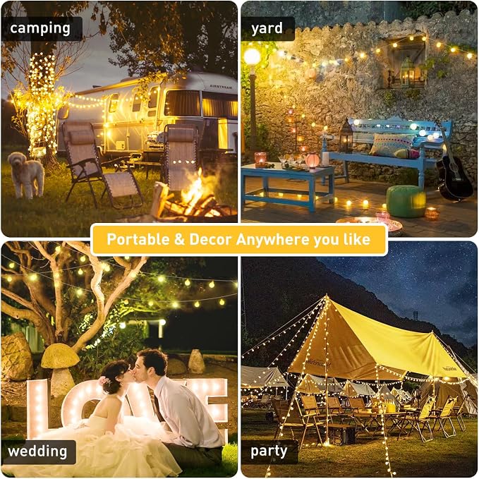 JMEXSUSS Warm White 100 LED Globe Battery Operated Christmas Lights Indoor | 33ft Battery Powered String Lights Outdoor Waterproof, Christmas String Light with Remote Timer for Bedroom Camping Decor