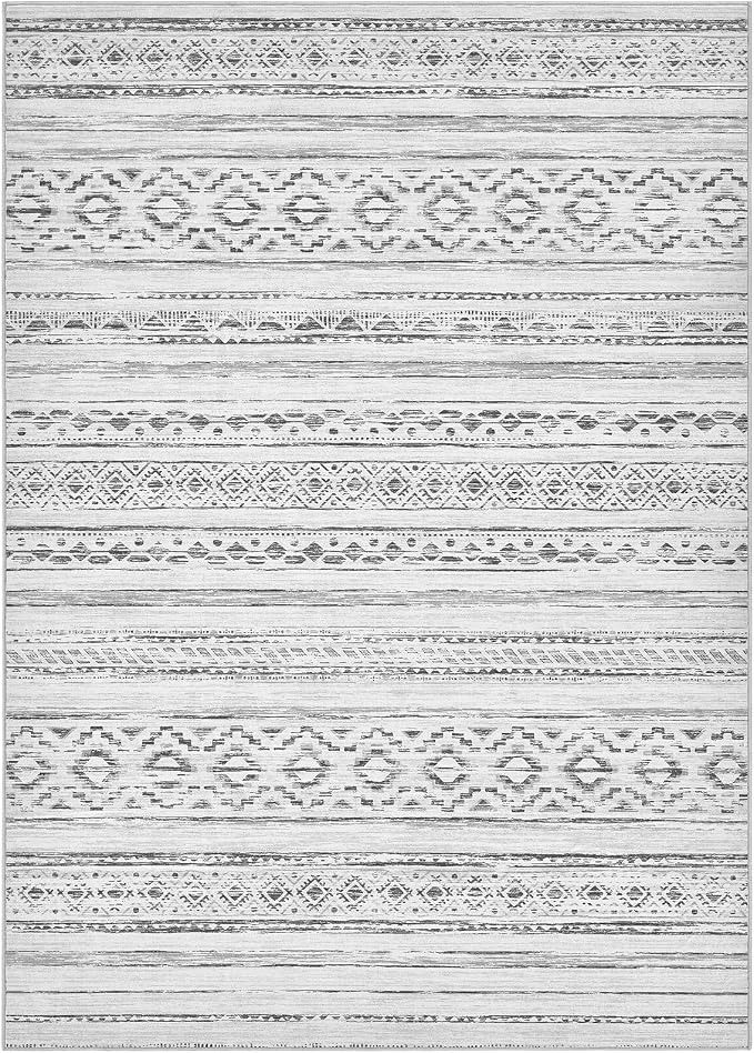 cotiled 10x12 Area Rugs Living Room Rug: Washable Boho Rugs with Non Slip Backing Large Soft Indoor Stain Resistant Carpet for Bedroom Farmhouse Dining Room Lightweight Home Decor Cream Grey