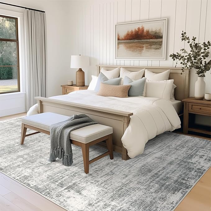 zesthome 3x5 Area Rugs, Modern Washable Rug, Non-Slip Rugs for Living Room, Stain Resistant Abstract Rugs, Ultra-Thin Indoor Area Rug 3x5, Home Decor Grey Rug