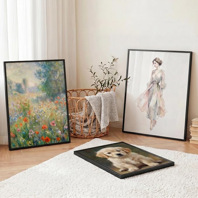 20x28 Metal Picture Frame, Aluminum Poster Frame with Real Glass, Black | Sleek Black 28x20 Frame with Tempered Glass for Wall Display, Posters, Art & Photos | Wall Kit Included