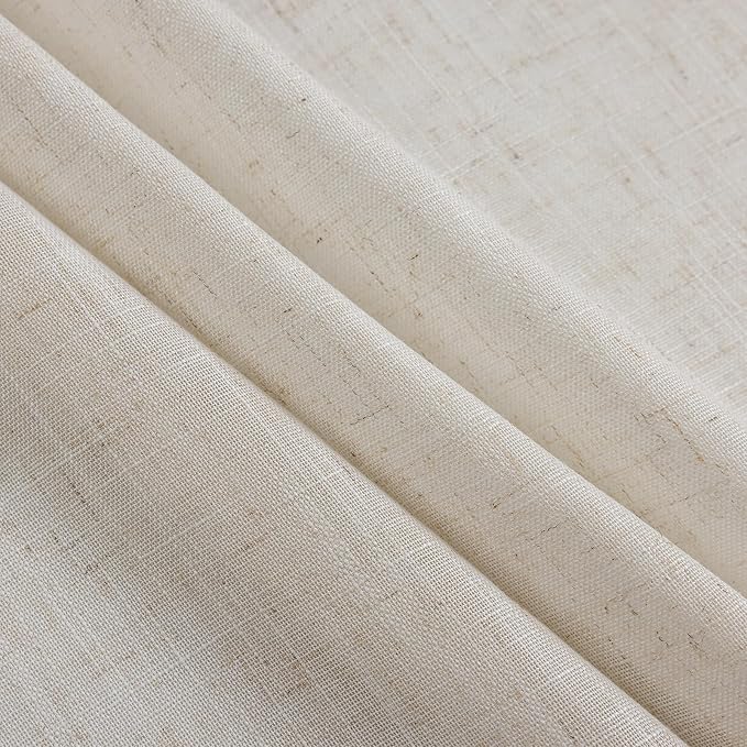 TERLYEX Ruffle Curtains 72 Inch Length 2 Panels, 58 x 72 Inch, Natural Linen Textured Ruffled Window Curtain Panel Set Rod Pocket Privacy Cottage Drapes Light Filtering Semi-Sheer Flowy Curtains