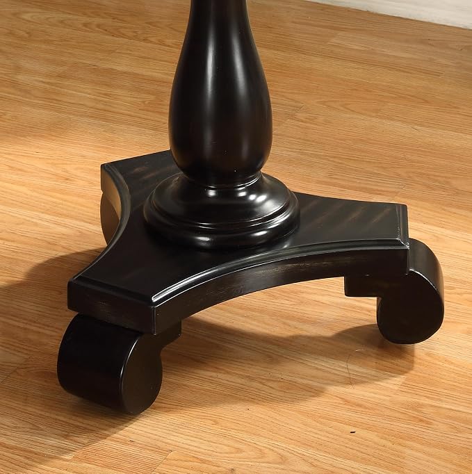 Roundhill Furniture Rene Round Pedestal Side Table, Black