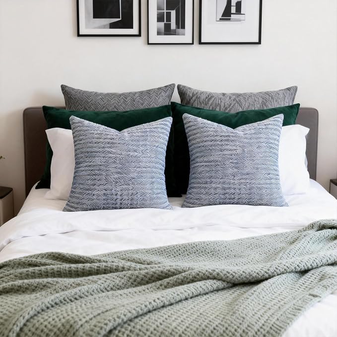 Throw Pillows with Inserts Included, 18x18 Couch Pillows,Throw Pillows for Couch,Blue,2 Pack.