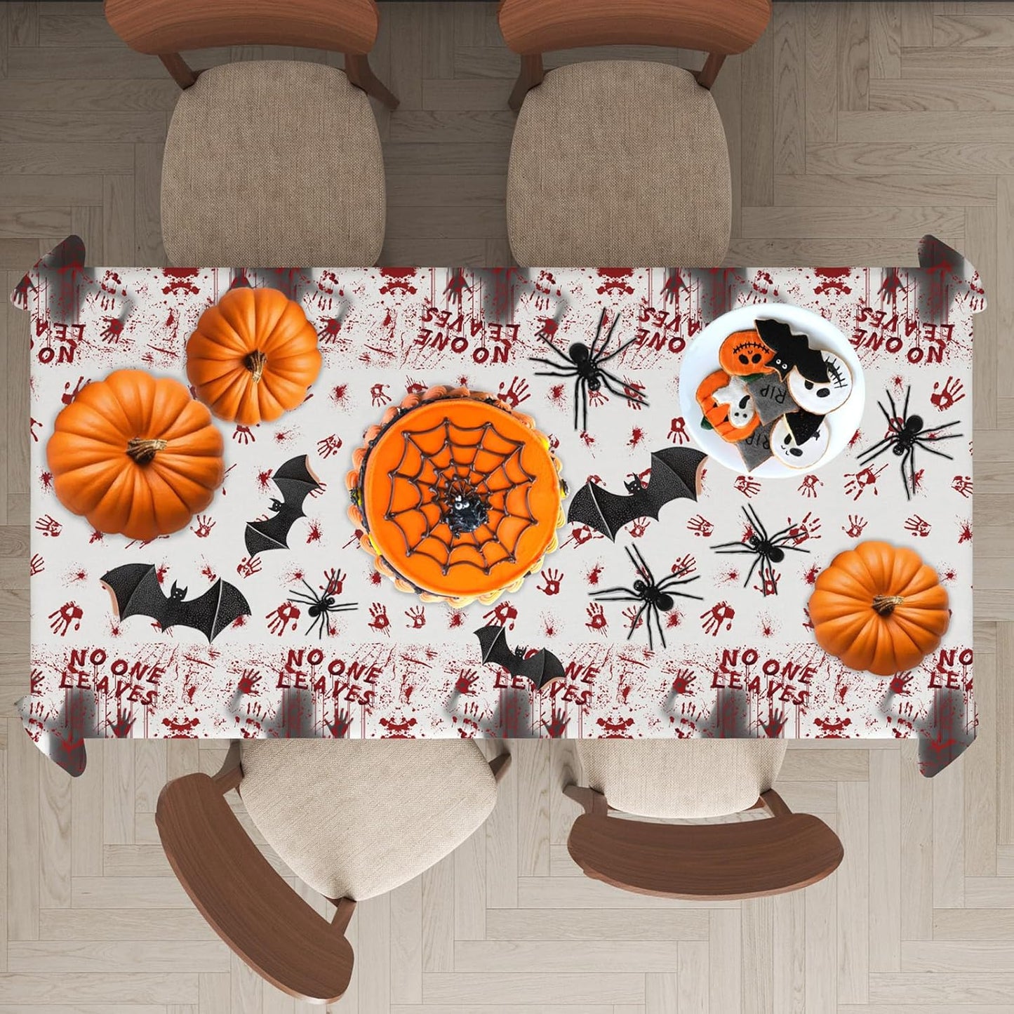 Halloween Tablecloth, 3-Pack 54"x 108" Rectangle Halloween Table Covers, Bloody Handprint Tablecloth for Tables Decoration, Plastic Haunted Tablecovers for Party Supplies Disposable Spooky Table Cloth