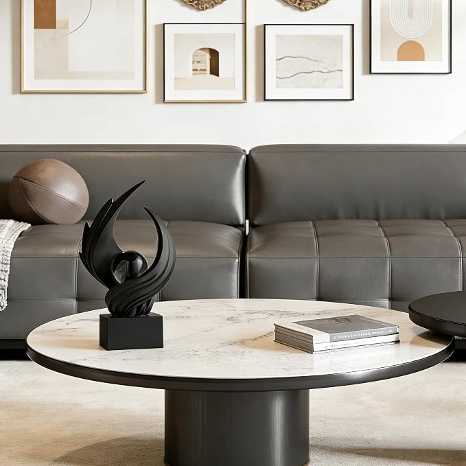 AWNR Gold Abstract Sculpture House Decor Aesthetic - Home Décor Accents for Nightstand, Shelves, Dining Room, Entryway Table, Office, Desk Accessories (Black B)