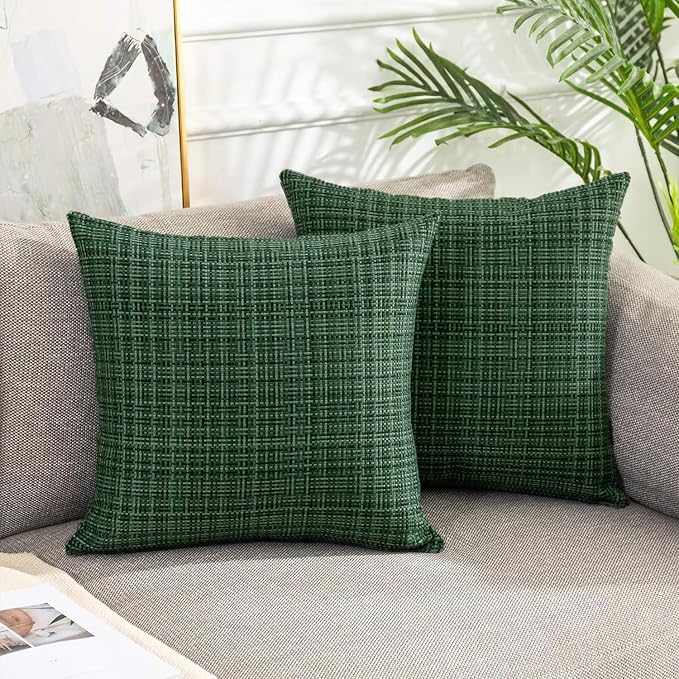 Kevin Textile Pack of 2 Decorative Outdoor Waterproof Pillow Covers Garden Cushion Sham Throw Pillowcase Shell for Patio Tent Couch 12x20 Inch Army Green