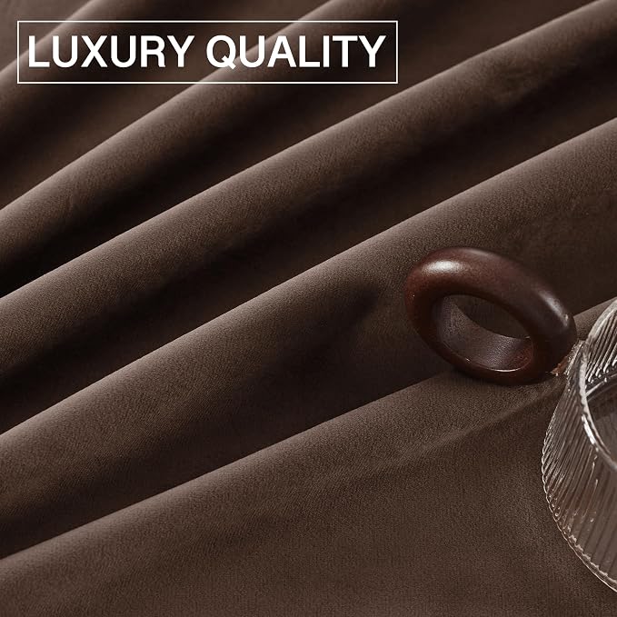 StangH Reddish Brown Curtains 90 Inch, Luxury Soft Velvet Thermal Insulated Privacy Noise Reducing Window Drapes Thick Curtains for Living Room Sliding Door, W52 x L90, 2 Panels