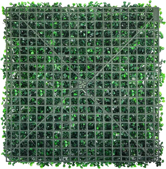 VEVOR 12PCS Artificial Boxwood Panels, 20 x 20 inch Boxwood Hedge Wall Panels Artificial Grass Backdrop Wall, 1.6 in Sun Protected Privacy Hedge Screen for Indoor Outdoor Garden Fence Backyard
