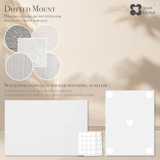 Soon Global 8-Pack Acoustical Wall Panels,48 X 32 Inches Sound Absorbing Panels, Decorative Acoustical Wall Panels, Acoustic Treatment for Recording Studio, Ethereal Illumination