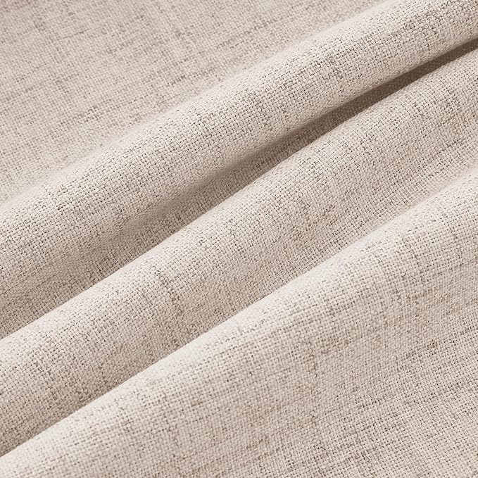 MIULEE 100% Blackout Linen Curtains for Bedroom, Natural Solid Luxury Decor Thermal Insulation Room Darkening Drapes for Living Room Back Tab Rod Pocket 42 x 84 Inches, 2 Panels