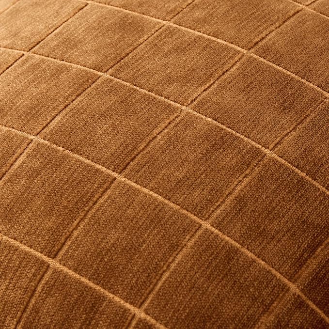 MIULEE Bronze Plaid Decorative Fall Throw Pillow Covers 20x20 Set of 2 | Vintage Check Chenille Couch Pillows Boho Farmhouse Cushion Covers Modern Fall Home Decor for Sofa Bed Living Room