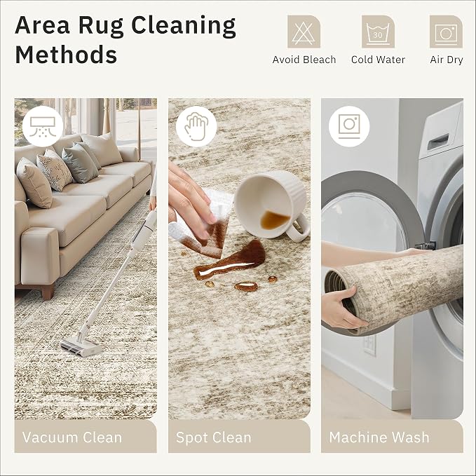 Soalmost Runner Rug 2x5 Washable Non-Slip Kitchen Runner Rugs for Bathroom Laundry Room Brown Vintage Floor Carpet Runners for Hallway Entryway