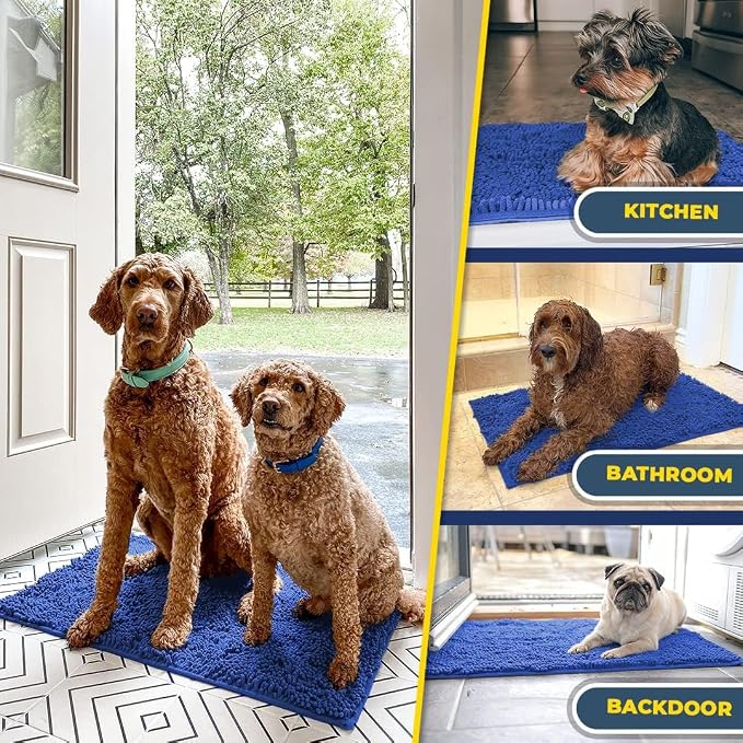 Muddy Mat® | Super Water Absorbent Door Mat Indoor, Microfiber Quick Dry Chenille Entryway Rug, Slip Resistant Front Door Mat, Indoor Mats for Entryway, Machine Washable Pet Rug, Periwinkle 48" x 60"