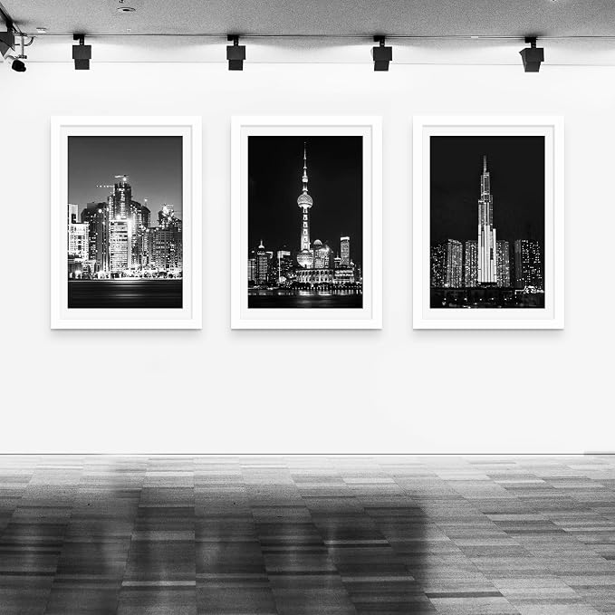 Picrit 27x40 inch Poster Frame 3 Pack, White Poster Frame, Display Poster 24 x 36 with Mat or 27 x 40 without Mat for Horizontal or Vertical Wall Mounting