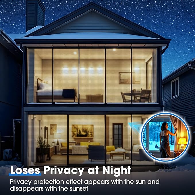 Coavas One Way Privacy Window Film Reflective Window Tint for Home,Static Cling Mirror Heat Blocking Covering See Out Not in,Anti-Uv House Daytime Privacy, Blue-Silver,35.4x118.1 in