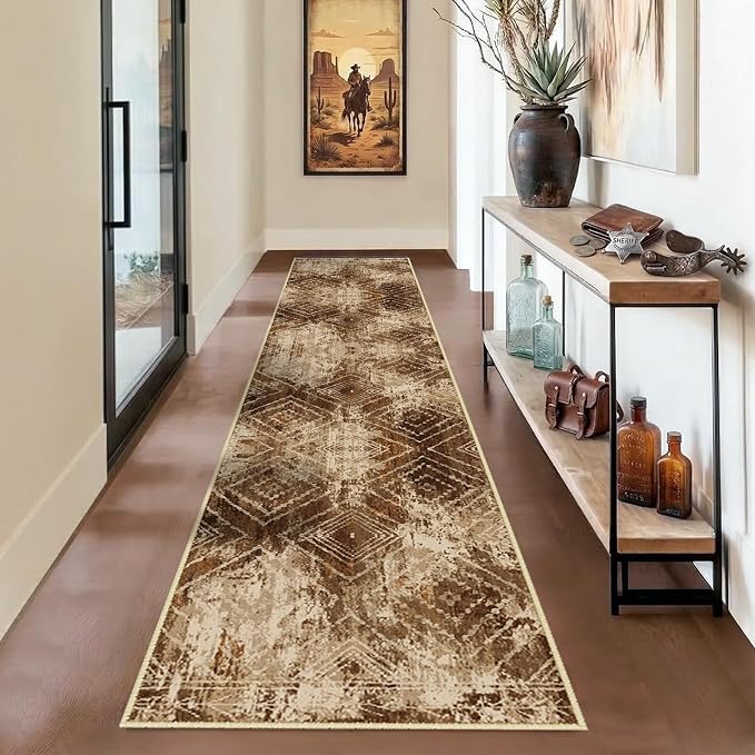 BESTSWEETIE Area Rug 2x8 Rug Machine Washable Non-Slip Low Pile Print Pattern Western Rug for Living Room Bedroom Entryway Tribal Series-Abstract/Cowhide
