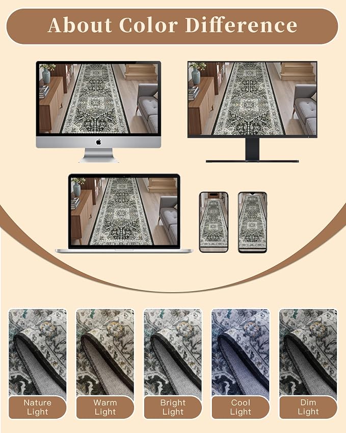 Madane Washable Area Rug 2x3 Small Entryway Rugs, Grey Green/Black Olive | Vintage Stain-Resistant Door Mat Indoor Entrance, Non-Slip Floor Carpet for Inside Front Bedroom Kitchen Entry Laundry, Stair