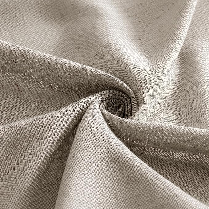 MIULEE Burlywood Birch Linen Curtains 63 Inch Length 2 Panels for Bedroom Living Room, Soft Linen Textured Window Drapes Semi Sheer Light Filtering Back Tab Rod Pocket Farmhouse Burlap Look Decor