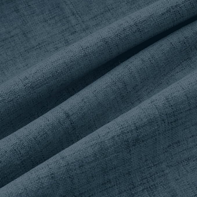 MIULEE 100% Blackout Linen Curtains for Bedroom, Navy Solid Luxury Decor Thermal Insulation Room Darkening Drapes for Living Room Back Tab Rod Pocket 42 x 63 Inches, 2 Panels